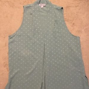 Mint Green Inverted Pleat V-Neck  Sleeveless Blouse by Floral & Ivy Size L
